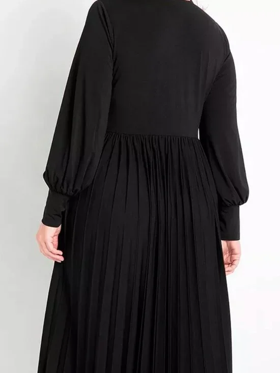 ELOQUII Plus Size Knot Front Pleated Skirt Dress Black 16 - Picture 11 of 11